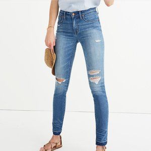 9" High-Rise Skinny Jeans in Winifred Wash: Drop-Hem Edition